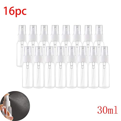 Tefamore Atomizadores Botella de Spray de Viaje 16pcs (30ML) Pulverizador Vaporizador Pulverizacion Plástico Perfume Transparente Reutilizable Botella de Spray de Perfume