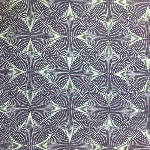 Tela por metros de loneta estampada - Ancho 280 cm - Largo a elección de 50 en 50 cm | Geométrico japonés. Abanicos - Azul, lila