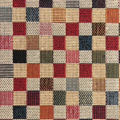 Tela por metros de tapicería - Jacquard Gobelino - Ancho 280 cm - Largo a elección de 50 en 50 cm | Cuadros pequeños - Rojo, naranja, verde, azul, beige