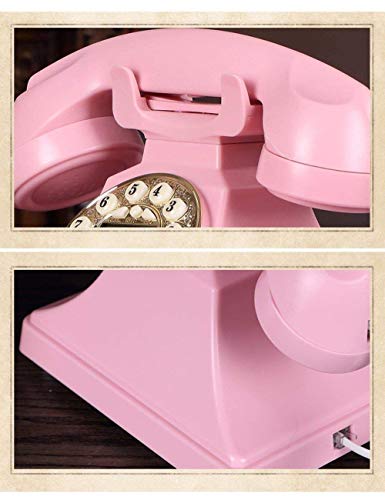 Teléfono Antiguo Madera Vintage 60s Moda Teléfono con Cable Dial Teléfono Disco Giratorio Antiguo Vintage Teléfono Fijo Oficina en casa Identificación de Llamadas Línea Fija