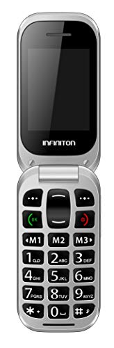TELEFONO MOVIL INFINITON U1 con Tapa y Teclas Grandes para Mayores con Boton SOS (Blanco)