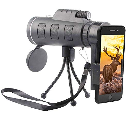 Telescopio Monocular, Seilent 40X60 monocular HD Zoom Monoculares Telescopio con Adaptador de teléfono y trípode, Impermeable a Prueba de Golpes para Caza Acampar observación Aves Juego de fútbol
