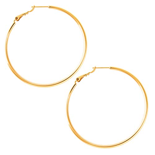 TEMPUS FUGIT. Pendientes Aro Liso Clásicos Chapados en Oro