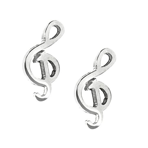 TEMPUS FUGIT. Pendientes Clave de Sol. Acero Inoxidable Antialérgico Brillante. Inalterable por el uso