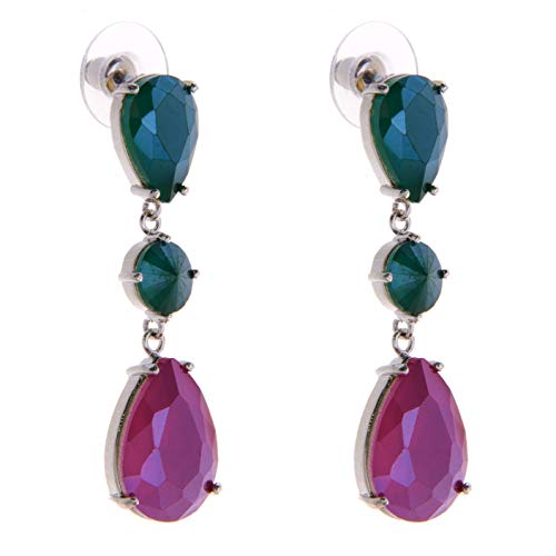 TEMPUS FUGIT. Pendientes Largos. Diseño de joyería de Moda con cristales de colores, Incluye caja para regalo