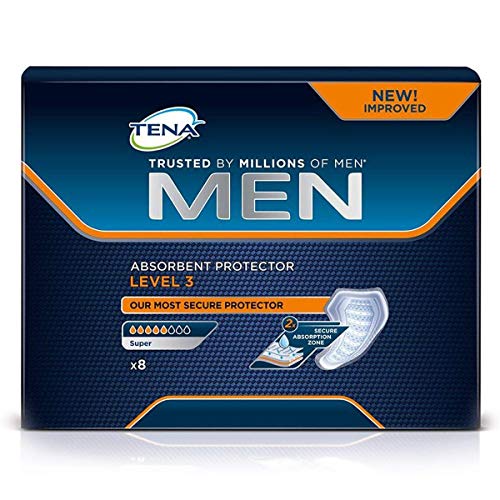 Tena Men - compresas para hombres con nivel 3 de protección y absorción – Paquete de 8