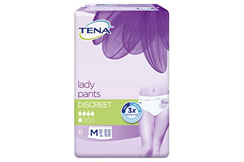 TENA Pants Discreet señora, ropa interior protectora para la incontinencia urinaria moderada/incontinencia, de gran tamaño (medio), paquete de almacenaje (36 pantalones)