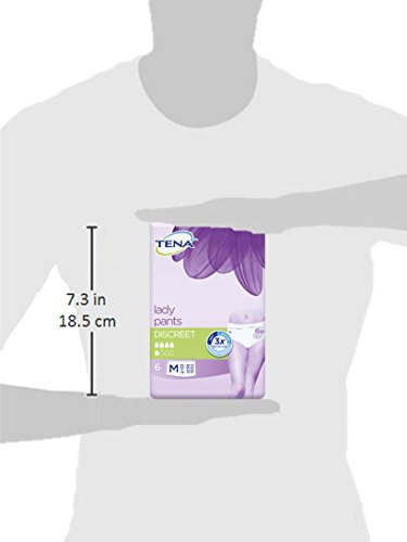 TENA Pants Discreet señora, ropa interior protectora para la incontinencia urinaria moderada/incontinencia, de gran tamaño (medio), paquete de almacenaje (36 pantalones)