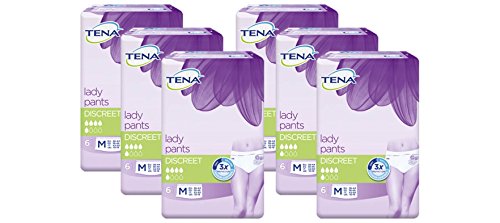TENA Pants Discreet señora, ropa interior protectora para la incontinencia urinaria moderada/incontinencia, de gran tamaño (medio), paquete de almacenaje (36 pantalones)