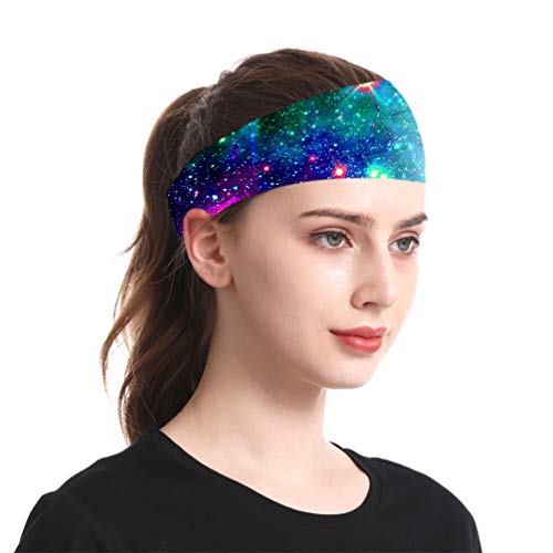 TENDYCOCO 3 Piezas Diademas Deportivas Cielo Estrellado Bandas de Sudor para Correr Bandas de Sudor Atléticas Yoga Absorbente de Humedad Pañuelo para El Pelo para Baloncesto Gimnasio Gimnasio