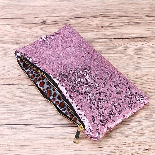 TENDYCOCO Billetera larga retro bolso de embrague de lentejuelas monedero bolsa de cosméticos para mujeres niñas (rosa)