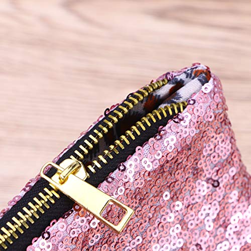 TENDYCOCO Billetera larga retro bolso de embrague de lentejuelas monedero bolsa de cosméticos para mujeres niñas (rosa)