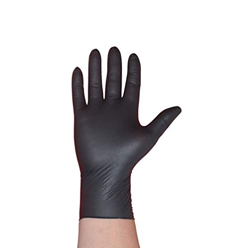 TENDYCOCO Guantes de Látex Negro sin Polvo Examen Médico Tatuajes Piercing Guantes - Talla L 100Pcs