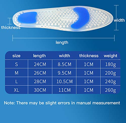 Termino Alivio del Dolor Pie Pads, Movimiento De Amortiguación Talón Gel Cojín Ratón Longitud Completa Ortopédicos Plantillas-A Aliviar, Espalda, Cadera, Pierna Y La Rodilla Plantilla 1 Par,L