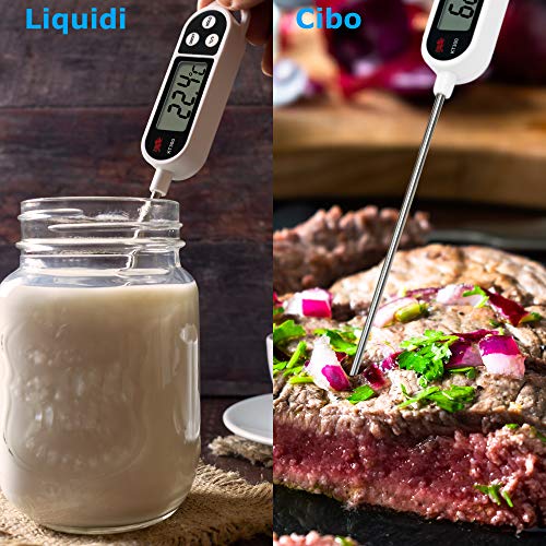 Termómetro Electrónico Profesional de Alta Precisión, Para cocina, Acero Inoxidable, Pantalla Digital Lcd, Apto para Alimentos Líquidos, Barbacoa de Carne, Asado, Vino, Leche, Agua, Bañera