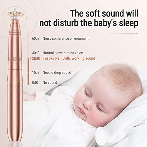 Tesoky Kit Manicura Eléctrico, Torno Para Uñas 11 en 1 Set de Manicura y Pedicura Lima de Uñas Profesionales Máquina Para Hogar y Salón