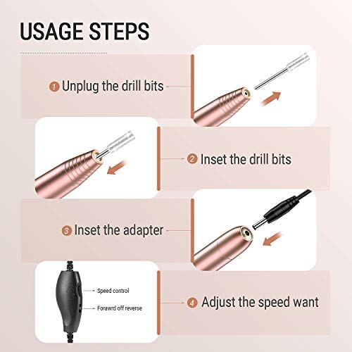 Tesoky Kit Manicura Eléctrico, Torno Para Uñas 11 en 1 Set de Manicura y Pedicura Lima de Uñas Profesionales Máquina Para Hogar y Salón