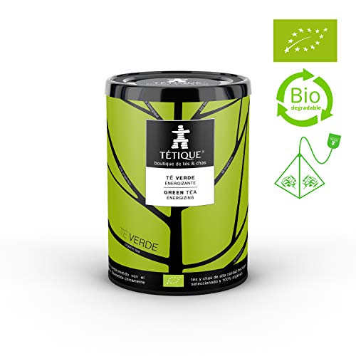 TÉTIQUE Té Verde Energizante orgánico con certificado BIO, 17 bolsitas de tés biodegradables