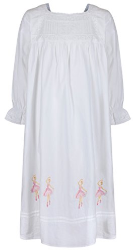 The 1 for U 100% Algodón Niña Camisón Bailarina Camisón Edad 4-12 Sophie - Blanco, Blanco, Age 10-12
