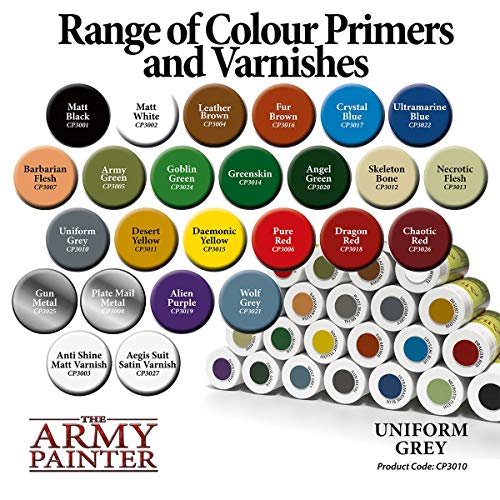 The Army Painter | Colour Primer | Uniform Grey | 400 mL | Espray Acrílico | Base para Pintura de Modelos Miniatura | Gris