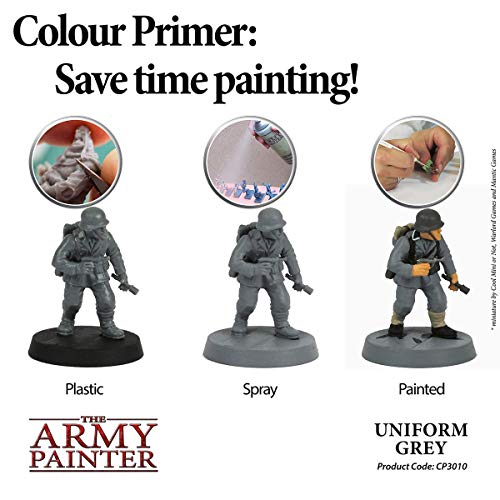 The Army Painter | Colour Primer | Uniform Grey | 400 mL | Espray Acrílico | Base para Pintura de Modelos Miniatura | Gris