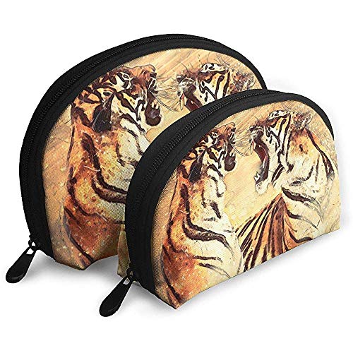 The Bengal Tiger Animal Predator Battle Bolsas portátiles Bolsa de Maquillaje Bolsa de Aseo Bolsas de Viaje portátiles multifunción con Cremallera