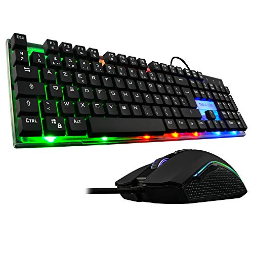 The G-Lab Combo Zinc/SP Pack de Teclado Gaming USB y Ratón Multicolor Retroiluminación – Teclado Gaming QWERTY - Incluye Anti-Ghosting + Ratón Gaming 6 Botones 2400 dpi – PC PS4 Xbox One (Negro)