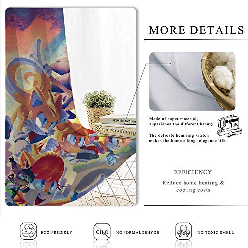 The Hedgehog Sonic Adventure - Cortina de ventana para sala de estar, 137 cm de ancho x 213 cm de largo