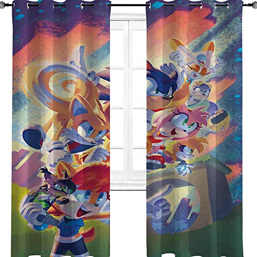 The Hedgehog Sonic Adventure - Cortina de ventana para sala de estar, 137 cm de ancho x 213 cm de largo