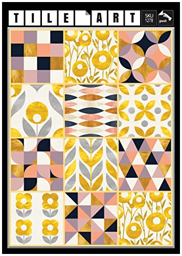 The Nisha 24 PC pegatinas para pared Adhesivo de Pared Salpicadero de Vinilos Azulejos Adhesivos Arte Ecléctico para la Cocina & Baño, 10x10 cm, Bauhaus