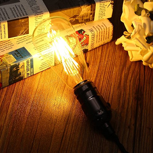 THINKMORE Bombilla LED Vintage E27 (Casquillo Gordo), Ámbar Retro Edison 8W equivalente a 60W, Blanco Cálido 2700K, 340°, No regulable - Pack de 4