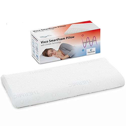 Third of Life Almohada de Espuma Viscoelástica HADAR Low | Almohada Cervical Ergonómica y Ortopédica | Hipoalergénica | Funda con Termorregulación | Ideal para Dormir Boca Abajo | 80x40cm