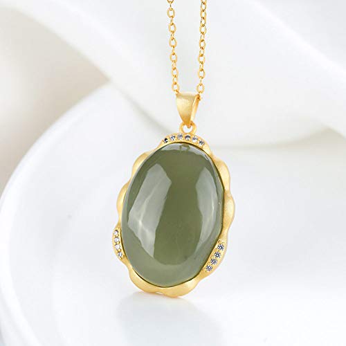 THTHT La Plata Esterlina 925 Mujeres del Collar Retro Cian Jade Colgante De Fideos De Huevo Moda Estilo Chino Simple Encanto Hombres Dar Novia Regalo