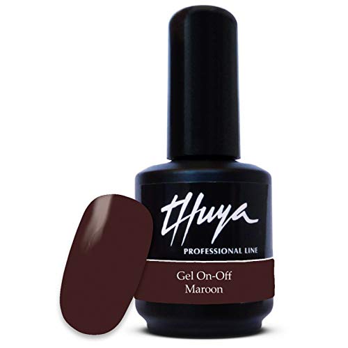 Thuya On-Off, Esmalte de gel de uñas (Tono Maroon) - 14 ml.