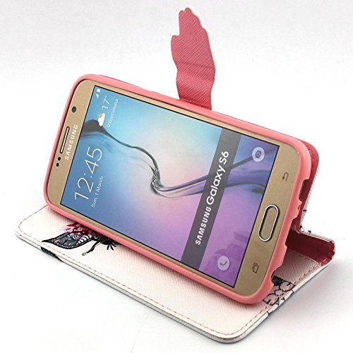 Tiankaid Funda de Piel de patrón Guirnalda pestañas Jirafa de la PU con el Cable USB v8, el Cine y la Aguja para la Galaxia s6, Galaxy s6