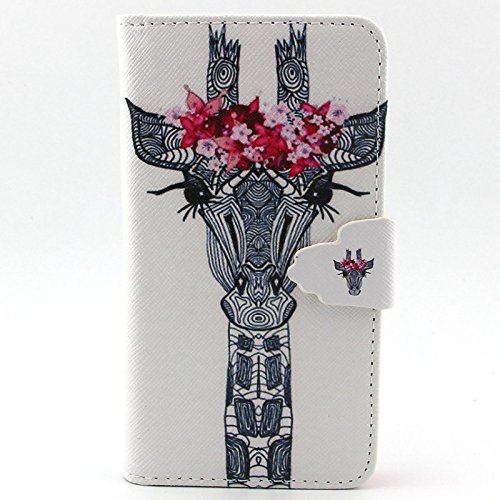 Tiankaid Funda de Piel de patrón Guirnalda pestañas Jirafa PU con USB v8 Cable, flim y el lápiz para el Mini Samsung Galaxy s5, Galaxy s5 Mini