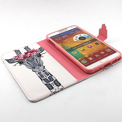Tiankaid Funda de Piel de patrón Guirnalda pestañas Jirafa PU con USB v8 Cable, flim y lápiz para Samsung Galaxy Note 3, Galaxy Note 3