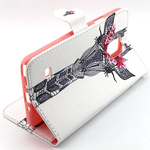 Tiankaid Funda de Piel de patrón Guirnalda pestañas Jirafa PU con USB v8 Cable, flim y lápiz para Samsung Galaxy Note 4, Galaxy Note 4