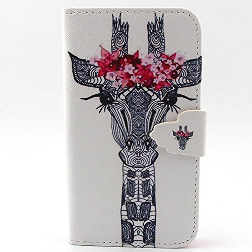 Tiankaid Modelo de la Jirafa de pestañas Caja de Cuero de la PU de con USB v8 Cable, flim y lápiz para Samsung G360 Primer núcleo de la