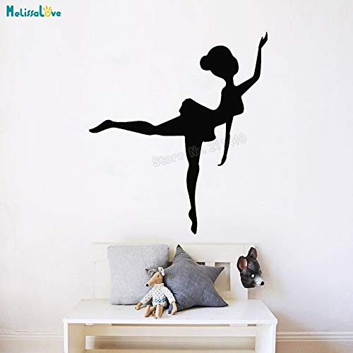 Tianpengyuanshuai Bailarina Silueta Vinilo Pared Pegatina Lindo calcomanía decoración del hogar Sala de Estar Autoadhesivo Arte Mural Lindo Regalo 80x70cm