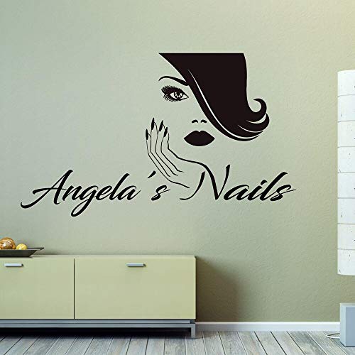 Tianpengyuanshuai Calcomanías Personalizadas para salón de uñas, Esmalte de uñas, decoración de Pared, decoración del hogar, Pegatinas para salón de uñas 57x90cm