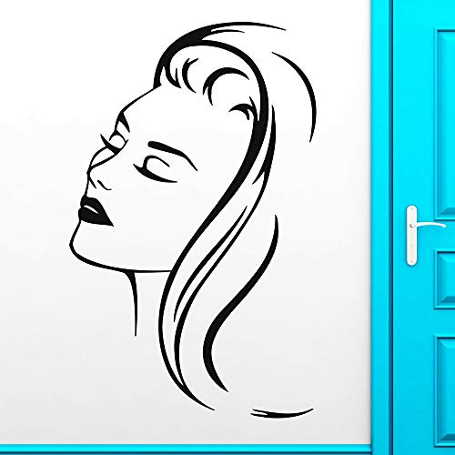 Tianpengyuanshuai Chica Pelo Peinado Tatuajes de Pared salón de Belleza Vinilo Adhesivos de Pared peluquería decoración del hogar Sala de Estar Arte 35x57cm