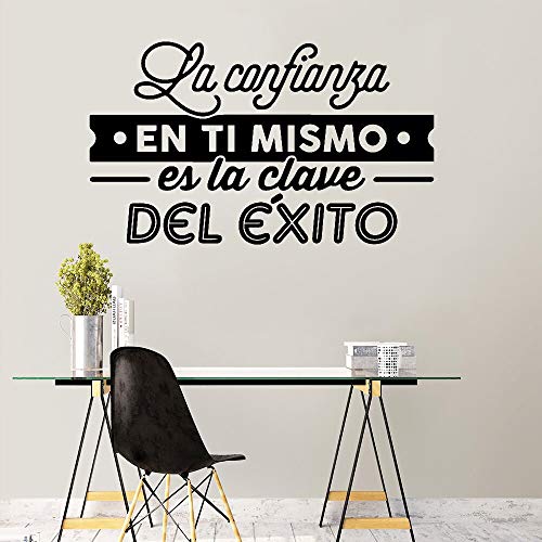 Tianpengyuanshuai Citas Inspiradoras Etiqueta de la Pared Letras en español La Confianza es la Clave del éxito Decoración del hogar Mural de aula-103x59cm