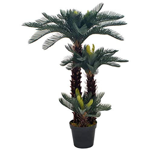 Tidyard Planta Artificial Palmera CICA con macetero 125 cm Verde
