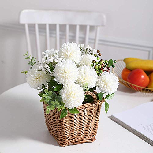 Tifuly Flores de Hortensia Artificial, 6 Piezas de crisantemo de Seda pequeña Bola de Flores para la decoración de la Oficina del jardín del hogar, Ramos de Novia, arreglos Florales(Blanco)