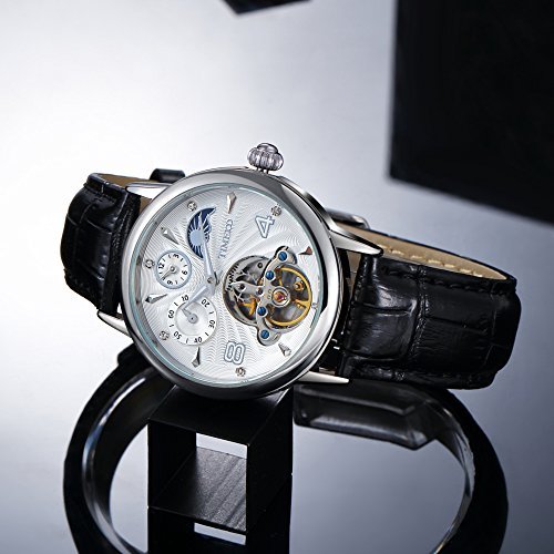 Time100 Relojes de Hombres mecánicos automáticos Huecos multifuncionales con Luna y Sol