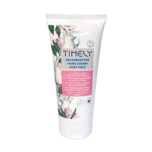 Timely - Crema de manos hidratante y regeneradora con leche de cabra, 200 ml