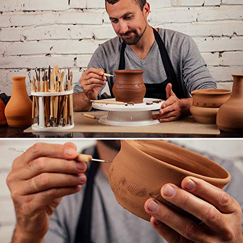 TIMESETL 30PCS Herramientas de arcilla Esculpir Herramientas de arte Cinceles de talla de madera para DIY Arte Cerámica Carpintería Principiantes Amateur profesional