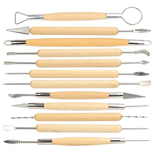 TIMESETL 30PCS Herramientas de arcilla Esculpir Herramientas de arte Cinceles de talla de madera para DIY Arte Cerámica Carpintería Principiantes Amateur profesional