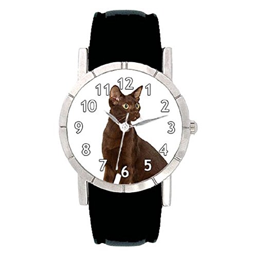 Timest - Gato de la Habana Brown - Reloj para Mujer con Correa de Cuero Negro Analógico Cuarzo SA2503